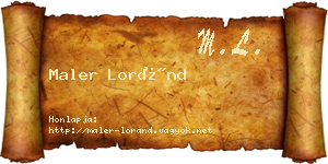 Maler Loránd névjegykártya